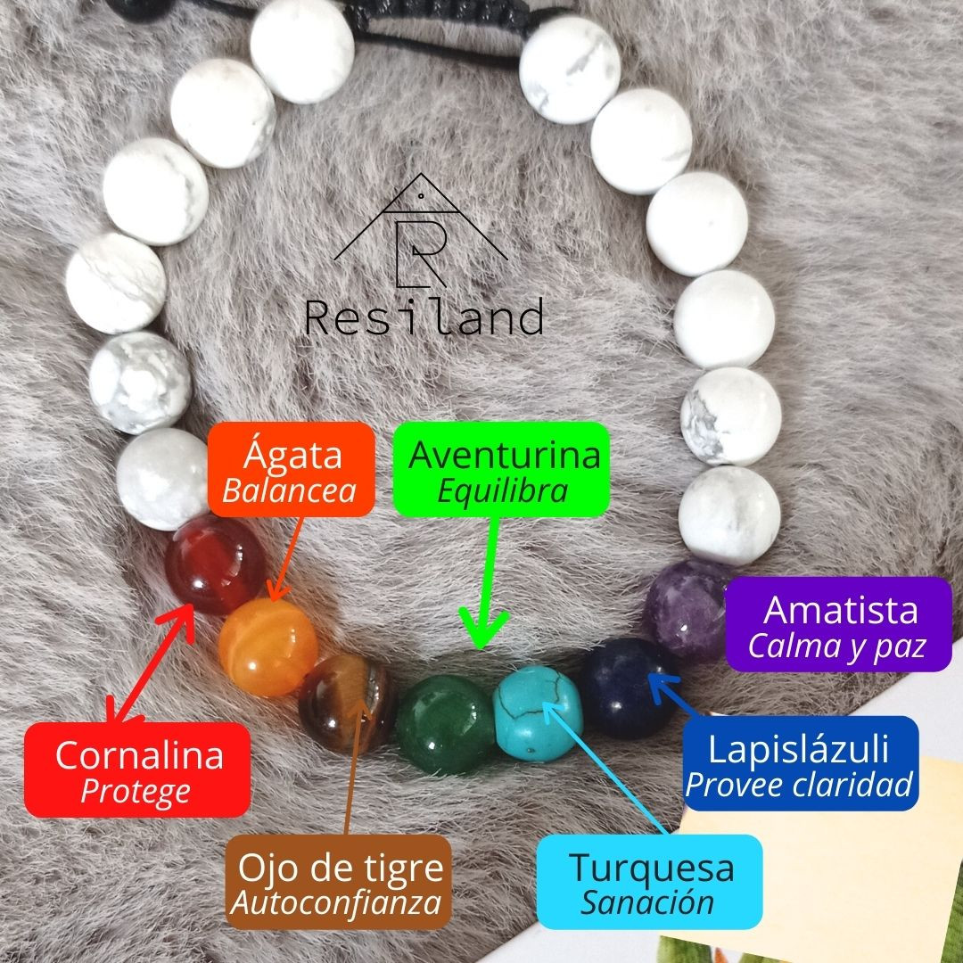 Miniatura 4 de Pulsera 7 Chakras con Blanco